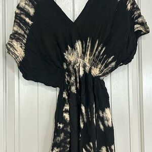 Thai black and white beach cover up . One size